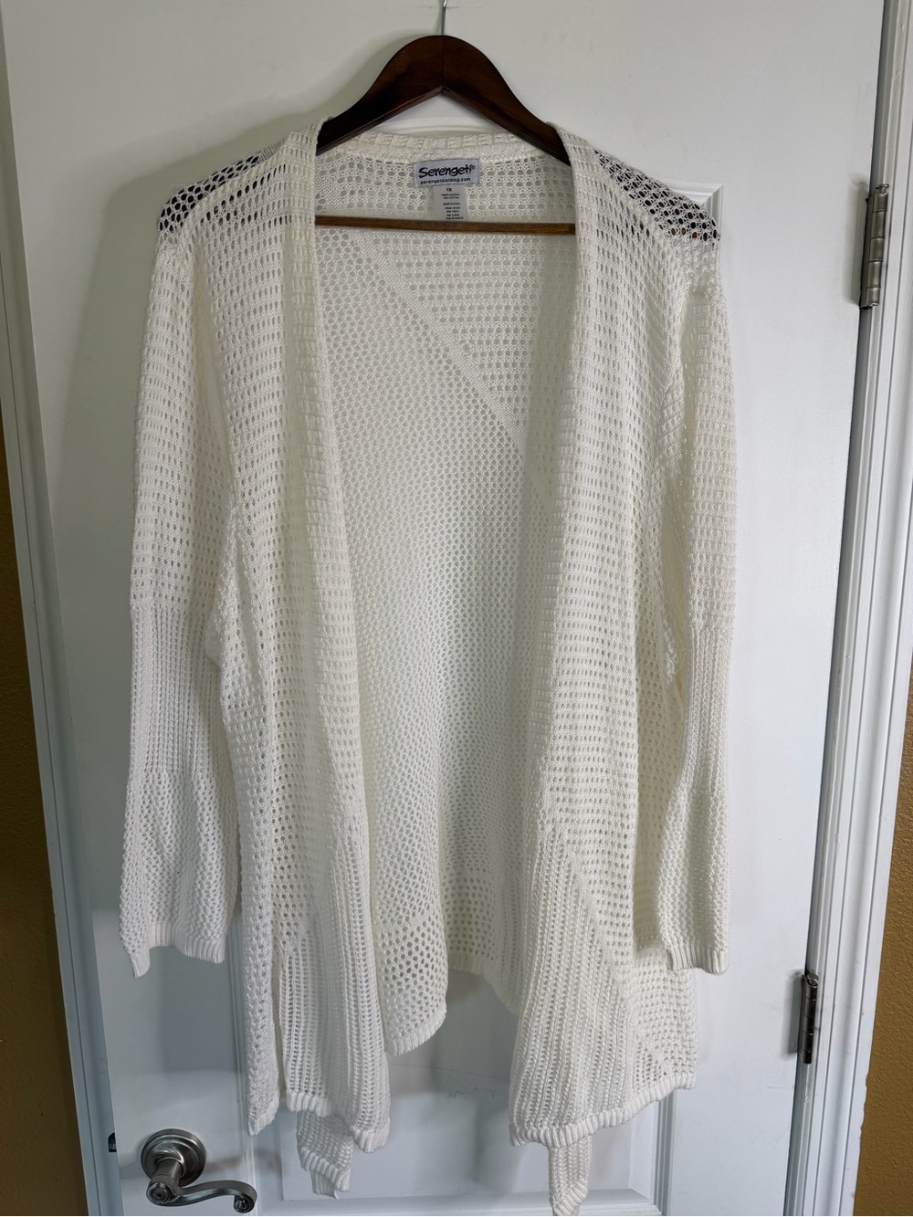 Serengeti Cream Open-Weave Draped Cardigan